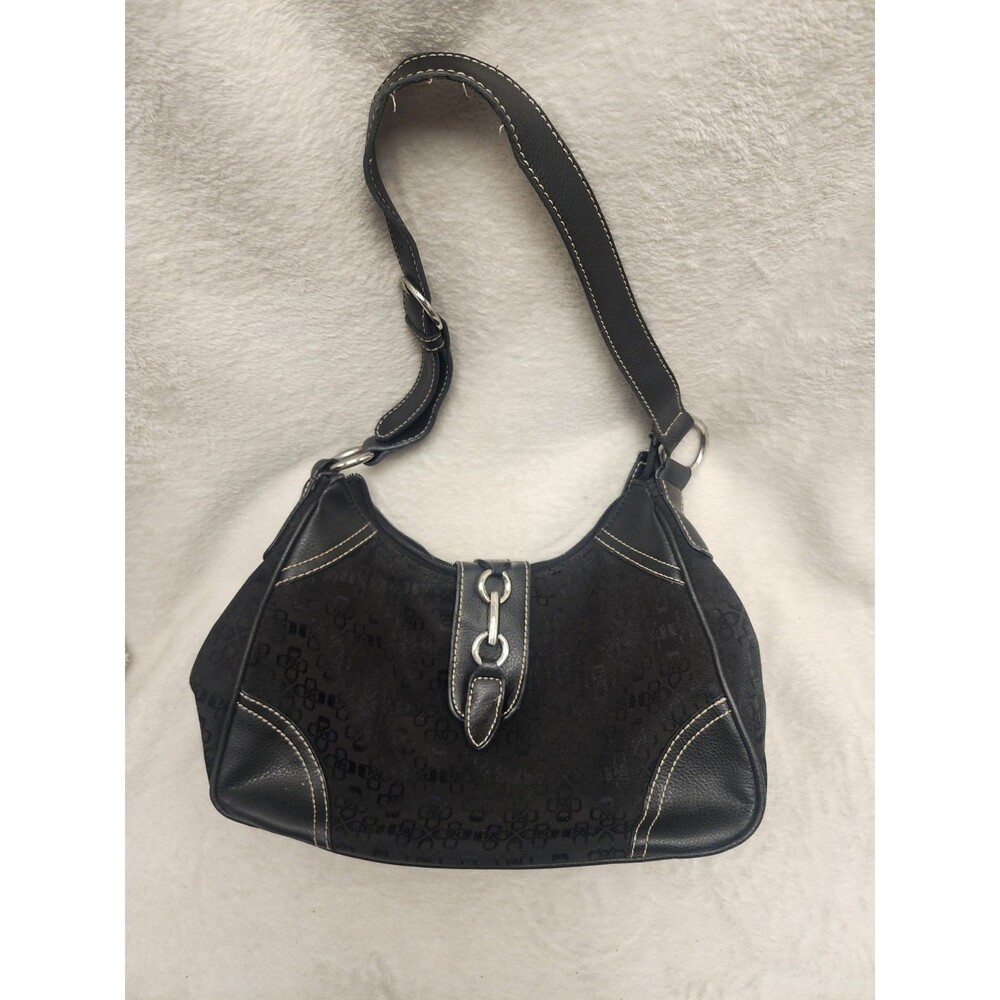Croft & Barrow Black Fabric with Faux Leather Handbag Purse